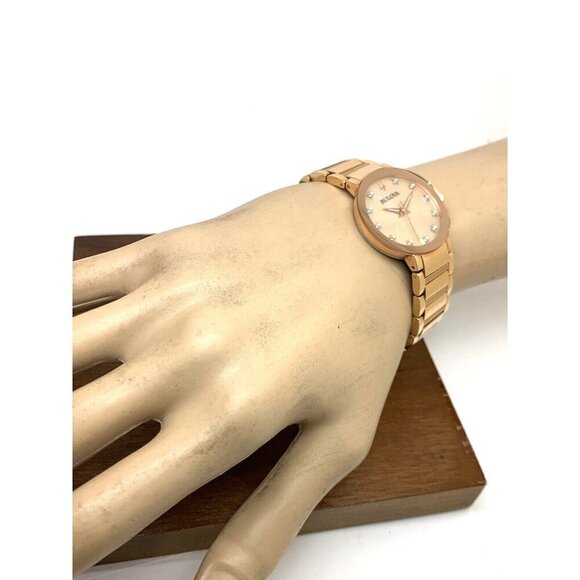 Bulova Women's Watch 97P132 Quartz Diamond Dial Rose Gold Stainless Stee… - Picture 5 of 15